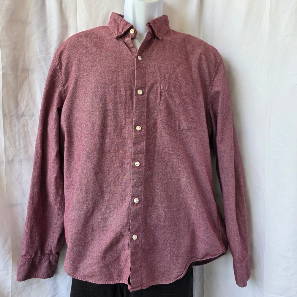 Bonobos Mens Standard Fit Button Down Shirt Red Heathered Cotton Lg Long Sleeve
